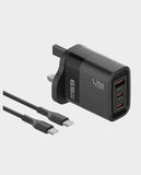 MOXEDO | Lite 65W GaN Charger with USB-C Cable Fast Charging Dual USB-C/USB-A Port Black | ML-C013-C