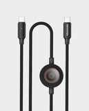 MOXEDO | 2-in-1 USB-C to USB-C Braided Charging Cable for iWatch Series 60W Fast Charging Durable Braided Design Black | MX-SWC014