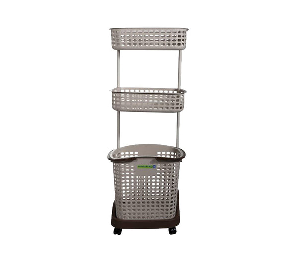 ROYALFORD | 3 Layer Home Basket With Wheel Grey | RF9303