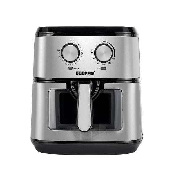 GEEPAS | Air Fryer 9.2 Ltrs Pot with Rack with Vortex Frying Technology Black Silver | GAF37542