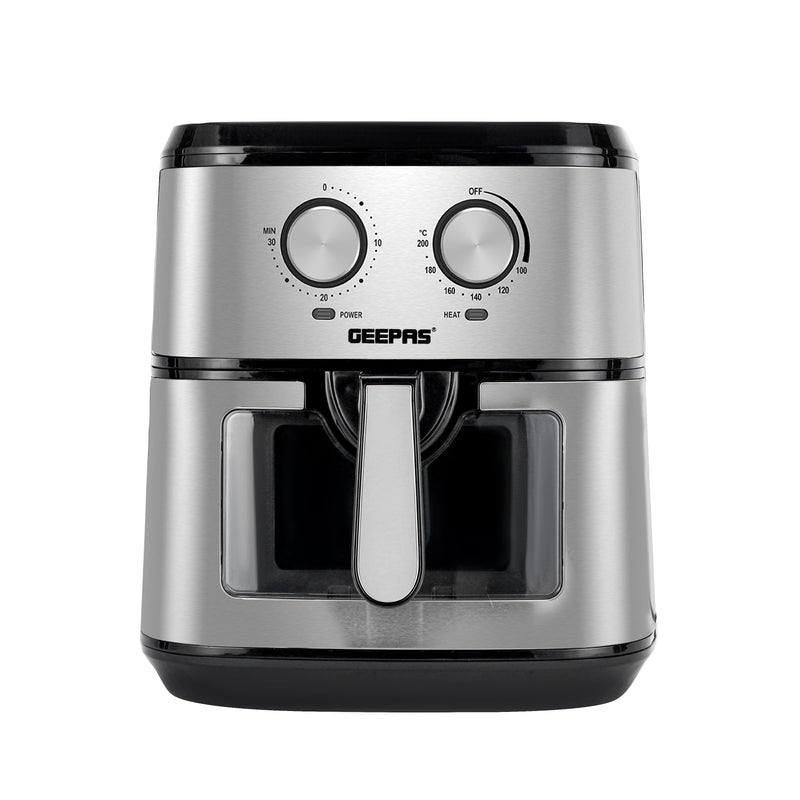 GEEPAS | Air Fryer 9.2 Ltrs Pot with Rack with Vortex Frying Technology Black Silver | GAF37542