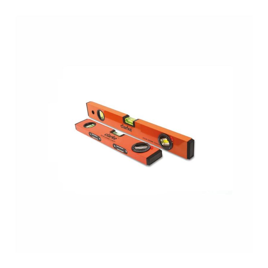 CLARKE | Aluminium Level 40 inch Magnetic Orange/Black Color Body with Shock Absorbing End Caps & Hanging Holes | AL40MC