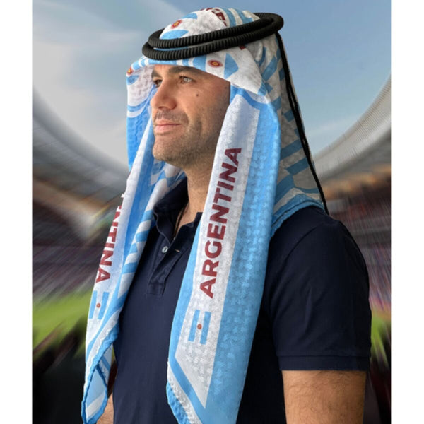 Argentina | Football fan head gear Arabic Style - Ghutra and Egal set- |- One- size