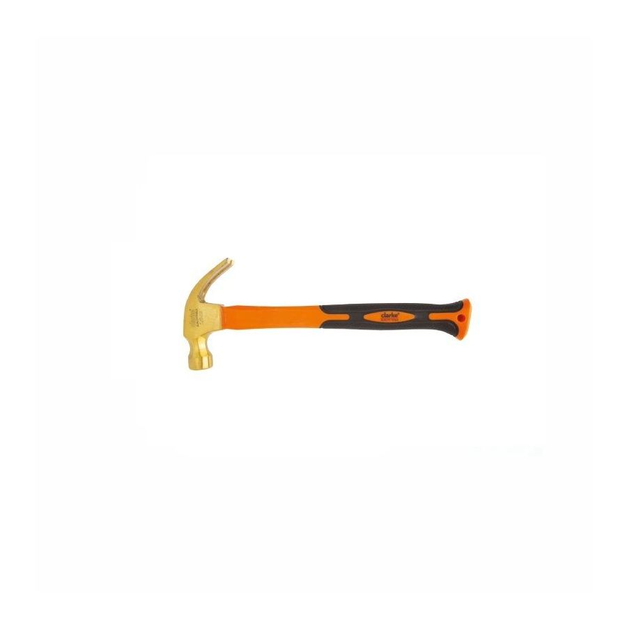 CLARKE | Brass Claw Hammer 0.5kg with Orange Black Color Non-Slip Fibreglass Handle | BCH0.5FC