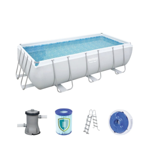 BESTWAY | Power Steel Rectangular Pool Set 13'3" x 6'7" x 39.5"/4.04m x 2.01m x 1.00m | BES115TOY00611