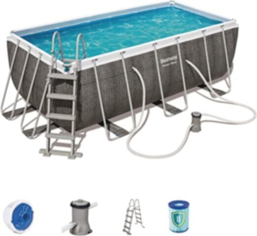 BESTWAY | Power Steel 13'6" x 6'7" x 48"/4.12m x 2.01m x 1.22m Rectangular Pool Set | BES115TOY00989