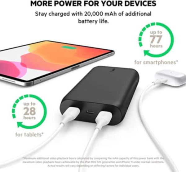 BELKIN | BOOST-'CHARGETM Portable Power Bank 20000mah Dual USB Black | BPB003btBK