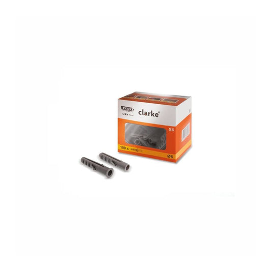 CLARKE | Wall Plug 6mm, without Cap, Orange/White Color Box of 100 Pcs | CF6