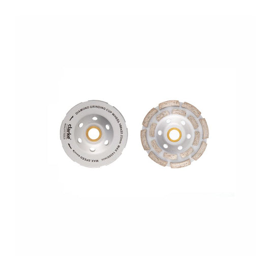 CLARKE | Diamond Cup Grinding 4 1/2 inch Double Row 22.2mm Bore Dia with 16mm Reduction Ring | CGW4 1/2C