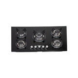 CLIKON | 5 Burner Stainless Steel Glass Top Gas Hob Premium Kitchen Cooktop | CK4297