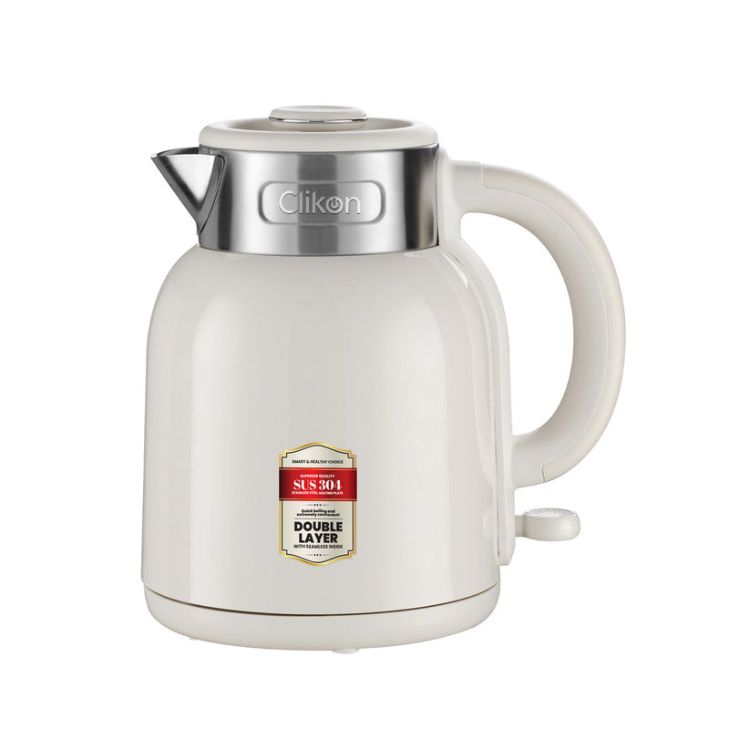 CLIKON | Double Wall Electric Stainless Steel Heating Plate Kettle 1.5L 1600W | CK5149