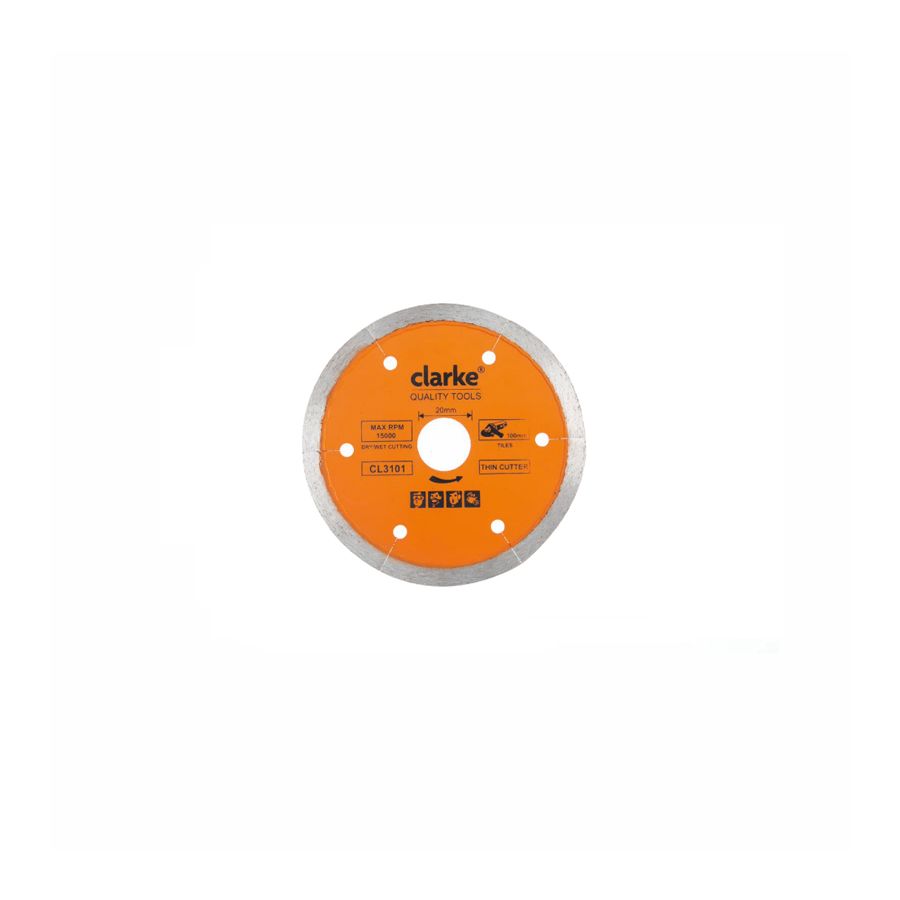 CLARKE | Thin Tile Cutting Blade 4.5" x 22.2mm Teeth x 20mm Bore Dia with 7mm Reduction Ring | CL3121