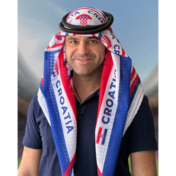 Croatia | Football fan head gear Arabic Style - Ghutra and Egal set- |- One- size