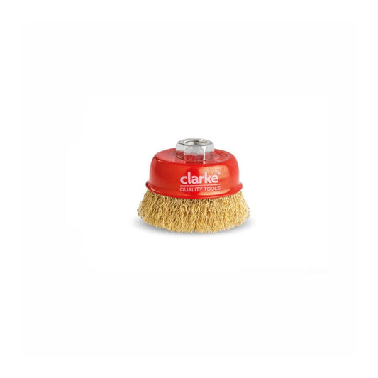 CLARKE | Cup Wire Brush M14 x 75mm Crimped with 1.2mm Thickness & 0.3mm Wire Dia | CWBC75C