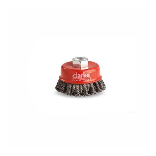 CLARKE | Cup Wire Brush M14 x 100mm Twisted with 1.2mm Thickness & 0.5mm Wire Dia | CWBT100C