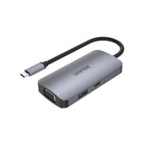 UNITEK | 5-in-1 USB3.1 Type-C Hub with MST (USB3.0 + 2*HDMI + VGA + PD 100W), Space Grey (Replaces Y-9116) | D1051A