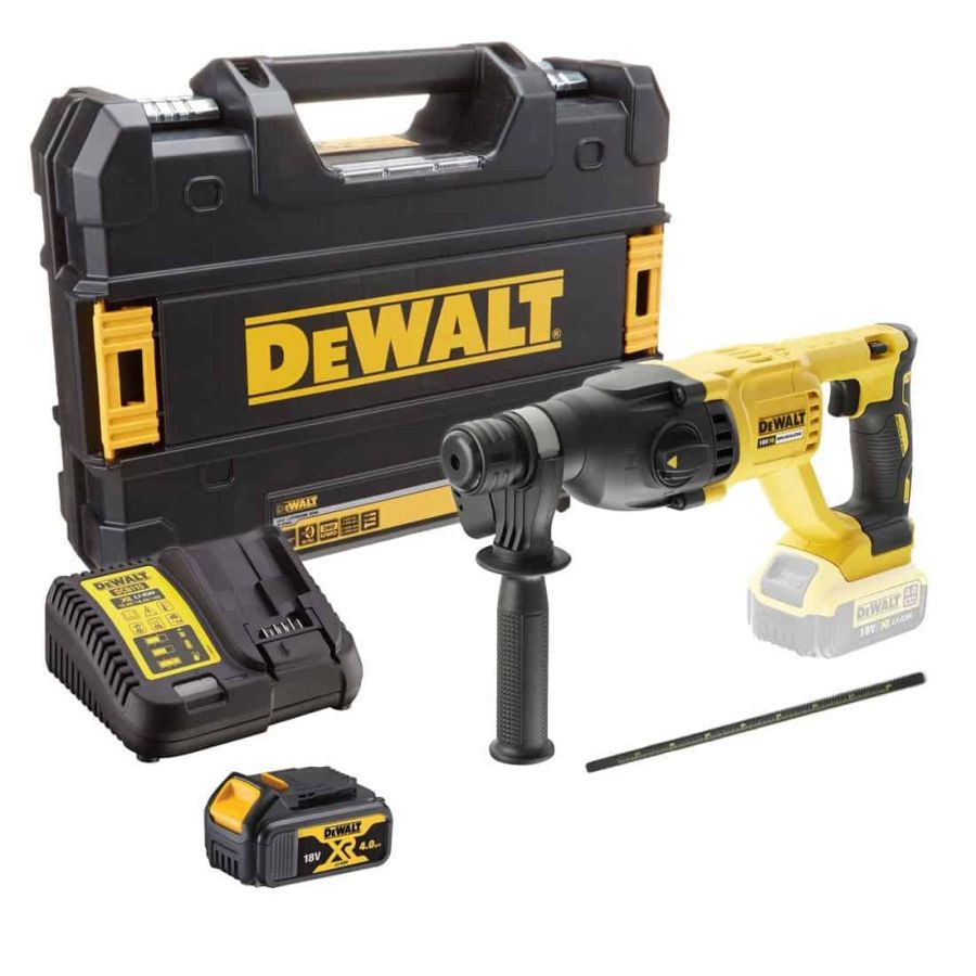 DEWALT | Brushless SDS-Plus Hammer Drill 2 Battery 4.0 Ah + Charger 18V | DCH133M1-GB