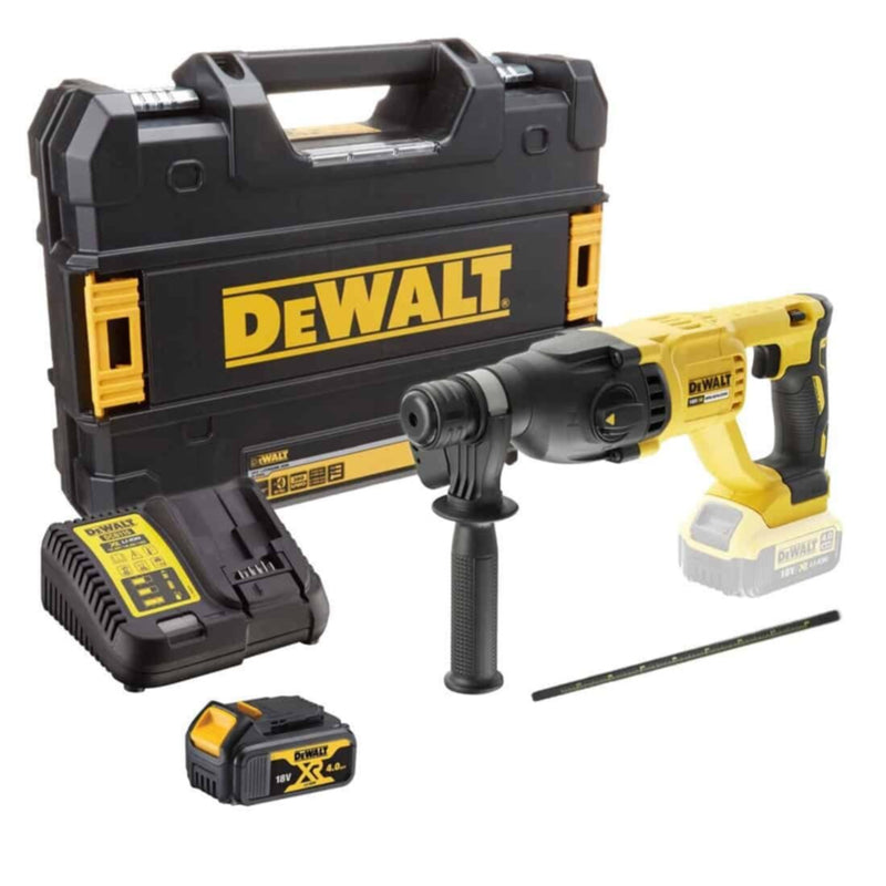 DEWALT | Brushless SDS-Plus Hammer Drill 2 Battery 4.0 Ah + Charger 18V | DCH133M1-GB