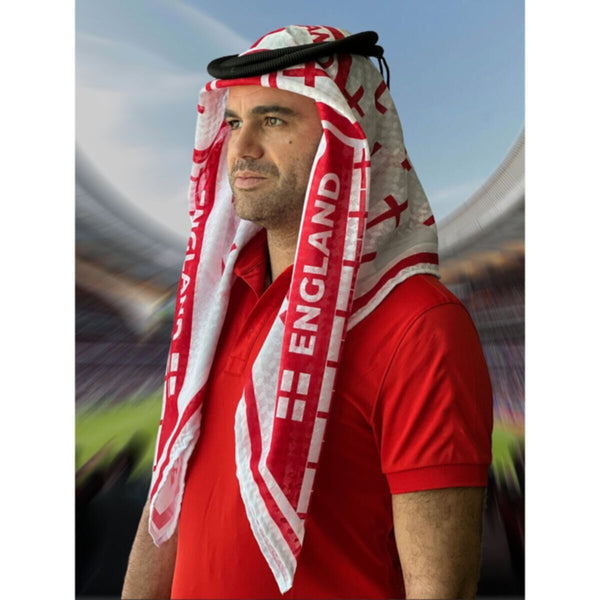 England | Football fan head gear Arabic Style - Ghutra and Egal set- |- One- size