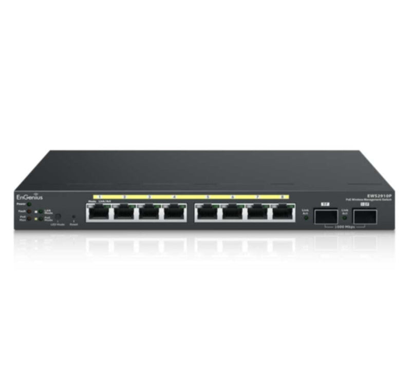 ENGENIUS | 8-Port Managed Gigabit 61.6W 802.3af Compliant PoE Switch | EWS2910P