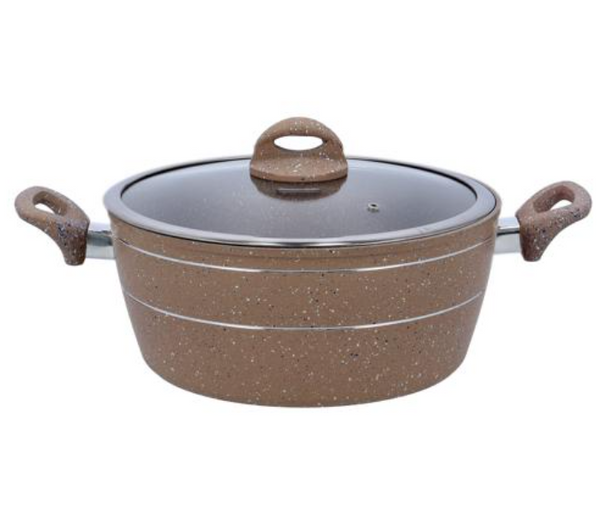 ROYALFORD | 30Cm Granite Smart Casserole with Glass Lid Beige | RF9471BGE