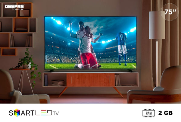 GEEPAS | 75" UHD 4K Smart LED TV / Wifi / Android 9.0 With E-Share | GLED7520SEUHD