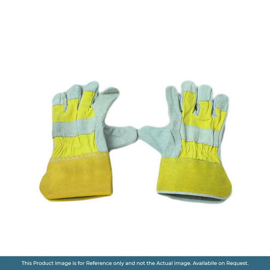 Hand Gloves Leather Yellow Grey