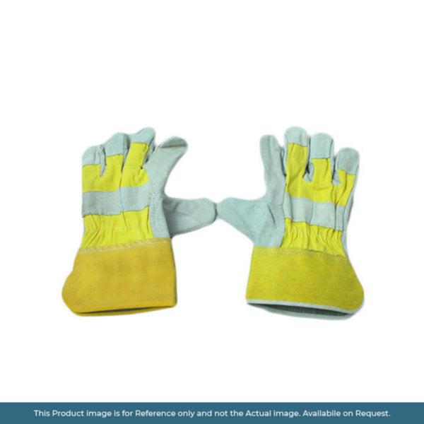 Hand Gloves Leather Yellow Grey