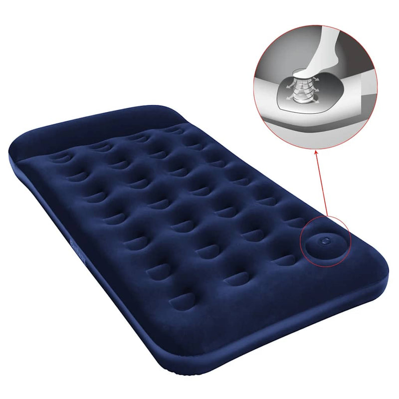 BESTWAY | Inflatable Flocked Airbed with Built in Foot Pump 188 x 99 x 28 cm | BES115TOY01164