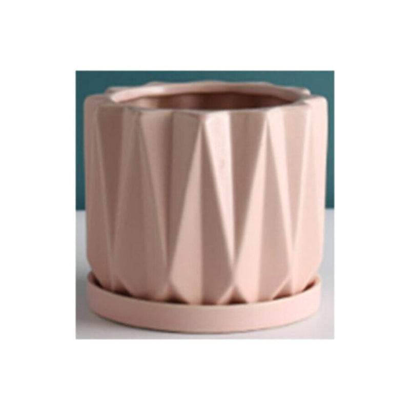 Table Ceramic Pot for Plants with Plate Single Pcs | 15x15x12.5CM