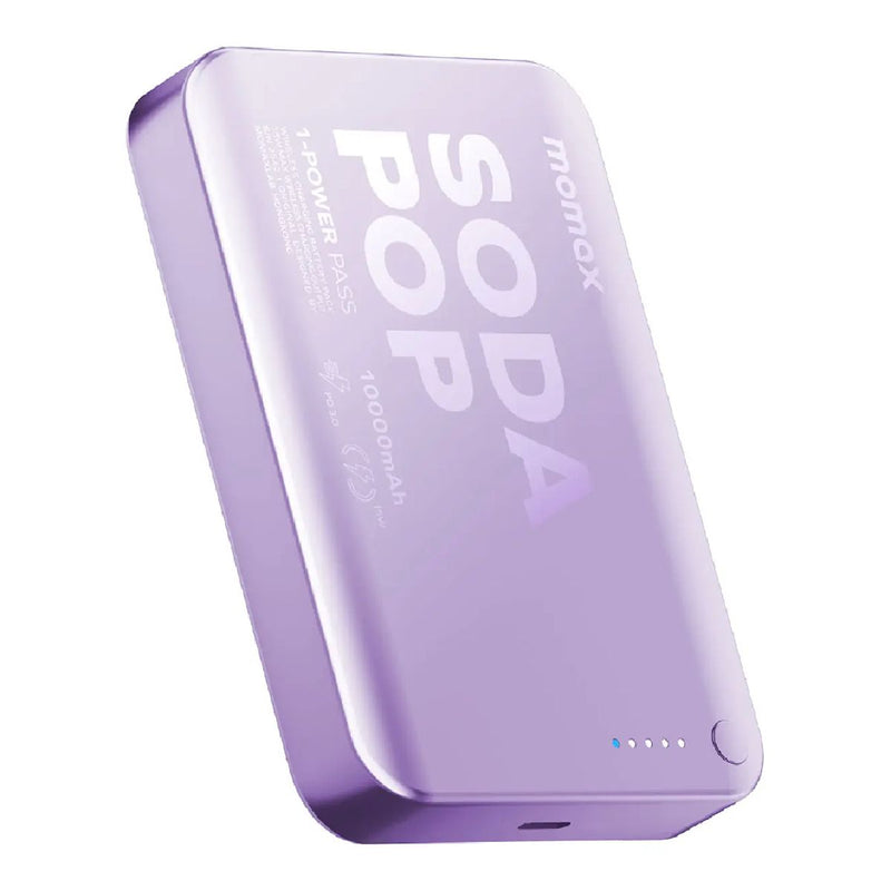 MOMAX | 1-POWER PASS 10000mAh Magnetic Wireless Battery Pack Purple | IP166U
