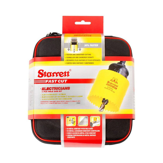 STARRETT | 6 Piece Electricians Fast Cut Bi-Metal Hole Saw Kit | KFC06022