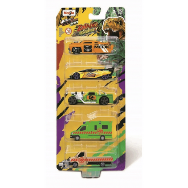 MAISTO | Dino Adventures 3" Vehicles Toy 5 Pack | MAI115TOY00694