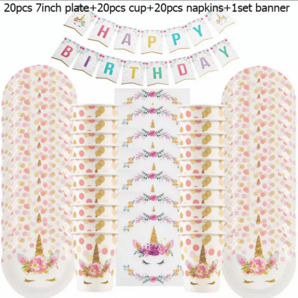 Unicorn Dot Birthday Party Decoration 61Pcs | MGS-066