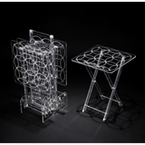 VAGUE | Square 4 Pcs Table Set with Silver Printing 40*H50 cm / 8mm | 02-1099