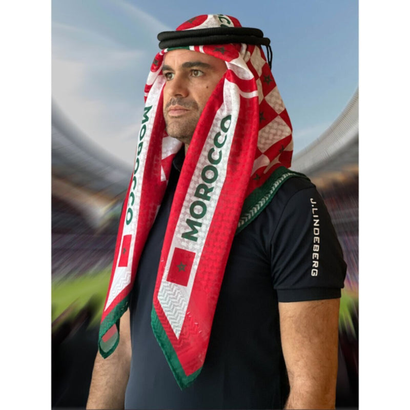 Morocco | Football fan head gear Arabic Style - Ghutra and Egal set- |- One- size
