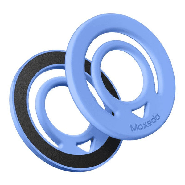 MOXEDO | Jello Mag Dual Sided Magnetic Ring Holder Silicone Magsafe Compatible Metal Ring Plate for Androids Smartphones Blue | MX-DSR020-BL