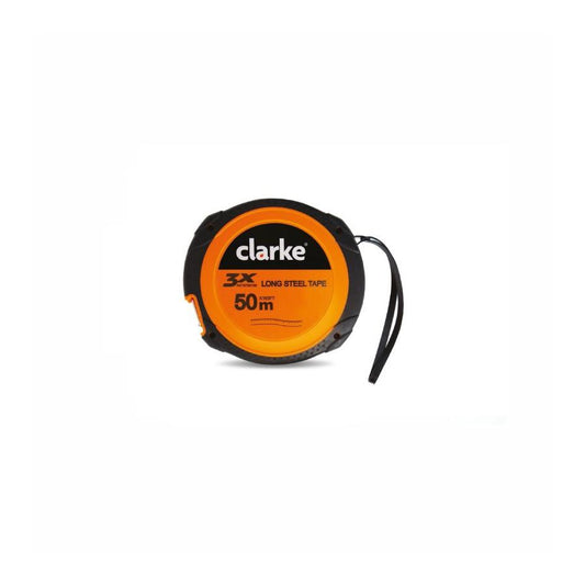 CLARKE | Closed Measuring Tape 30mtr Orange/Black Color Rubber Body Yellow Color Tape with Rewind Mechanism | MT30C