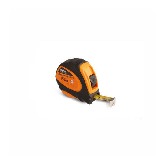 CLARKE | Measuring Tape 5mtr Orange/Black Color Classic Body with Film Coated Blade & Lock Mechanism | MT5CCL