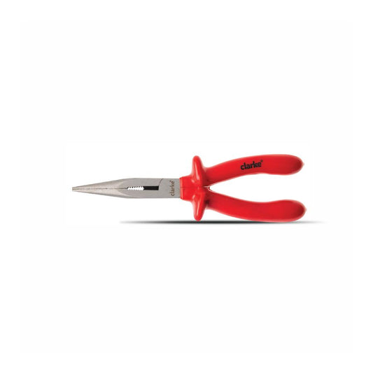 CLARKE | Long Nose Plier Insulated 8 inch 1000V with Nickel Chromium steel and Insulated Red Color Triple Layer Handle | NPLI8C