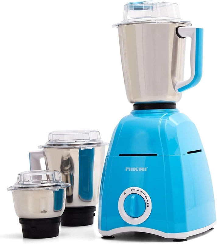 NIKAI | Mixer Grinder with 3 Jars 900W Blue/Silver| NB694A