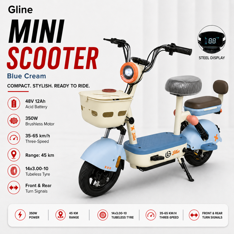 Mini Electric Delivery Scooter Blue Cream