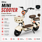 Mini Electric Delivery Scooter Cream Brown