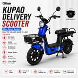 KUPAO Electric Delivery Scooter Blue Front Basket