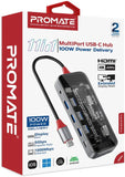 PROMATE | 11 IN 1 Transparent Type Chub With 100 W PD And 4k HDMI | TRANSHUB-PRO