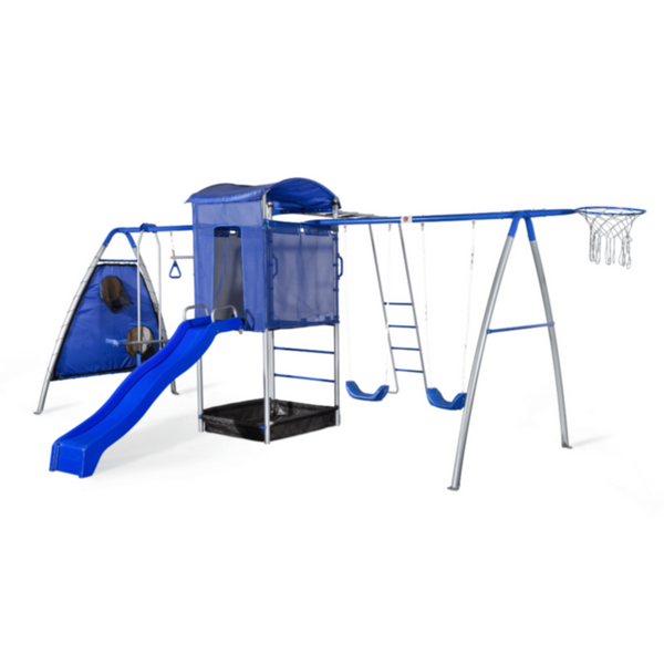 PLUM | Multiplay Tower And Slide Metal Swing Set | PLU115TOY00106