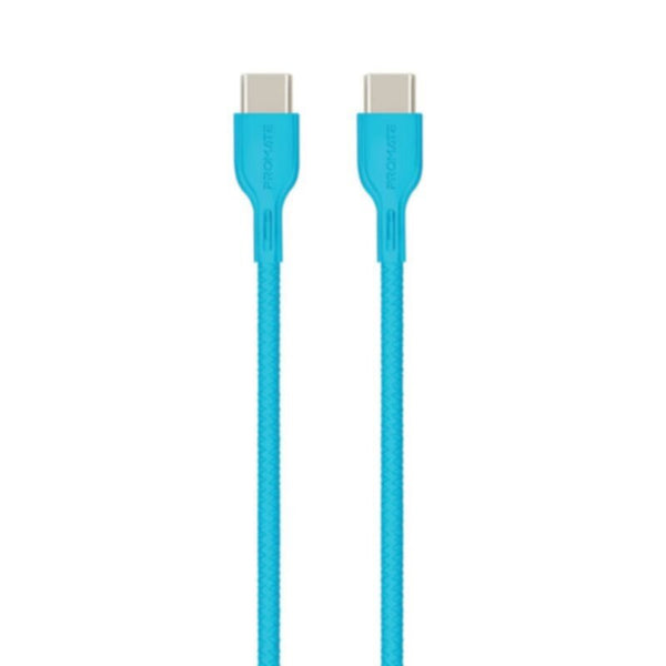 PROMATE | 60W Power Delivery Enabled USB-C to USB-C Data Sync & Charge Cable Blue | POWERBEAM-CC.BLUE