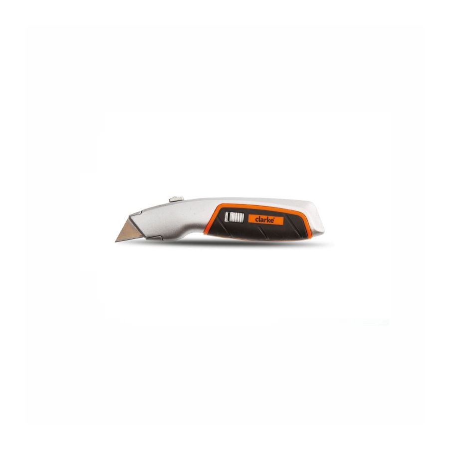 CLARKE | Quick Touch Rectractable Knife Grey/Orange/Black Body With Blade | QTKC