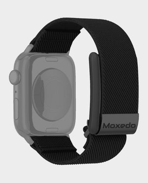 MOXEDO | Hybrid Fit Weave Nylon Braided Band Adjustable Strap for iWatch and Whoop 4.0 Black | MX-FW012-BK