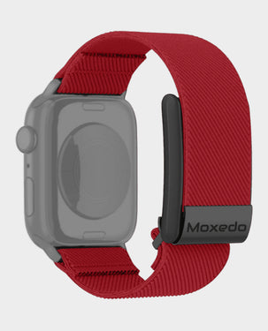 MOXEDO | Hybrid Fit-Weave Nylon Braided Band Adjustable Strap for iWatch and Whoop 4.0 Red | MX-FW012-RD